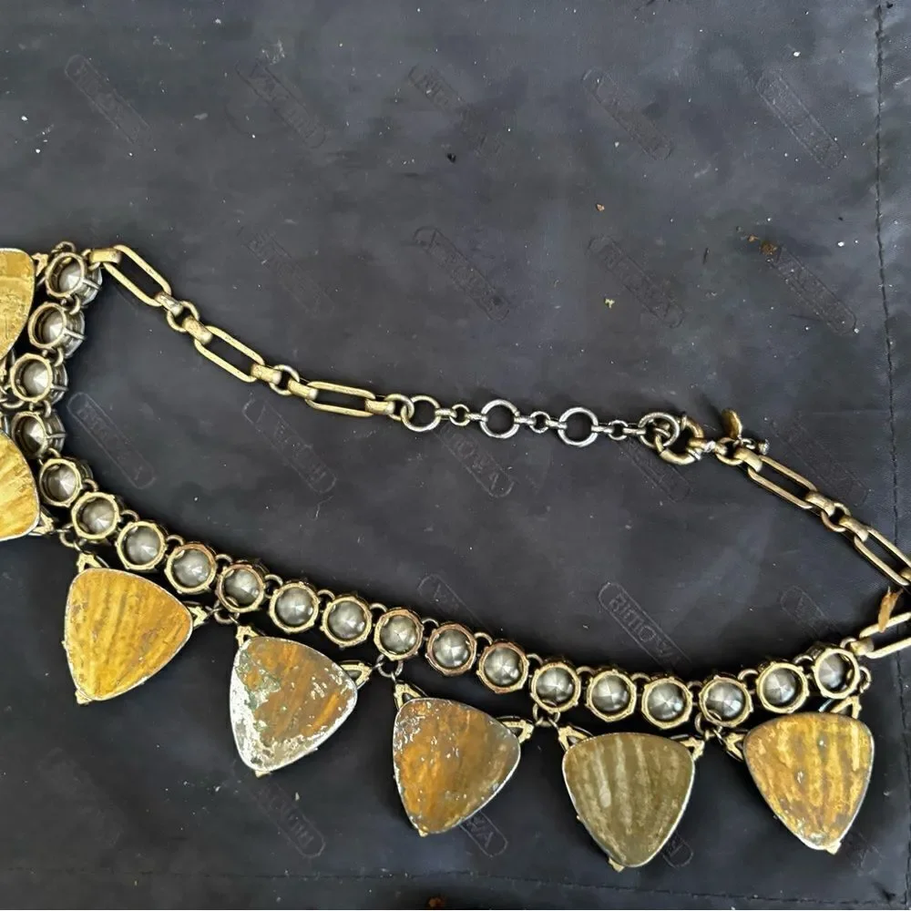 J.Crew Crystal Rhinestones Statement Necklace big flower accessory neck piece - Picture 5 of 7